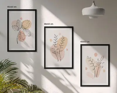 Set van botanische schilderijen pastelkleurige plantentekeningen