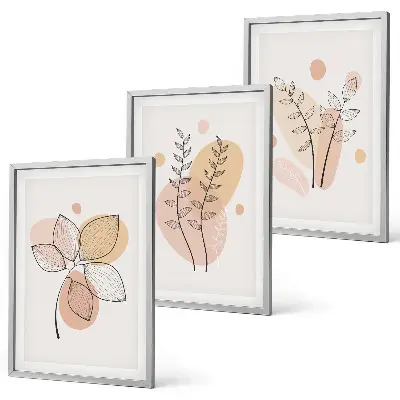 Set van botanische schilderijen pastelkleurige plantentekeningen