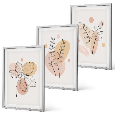 Wanddecoratie set schilderijen Rysunki roślinne pastelowe