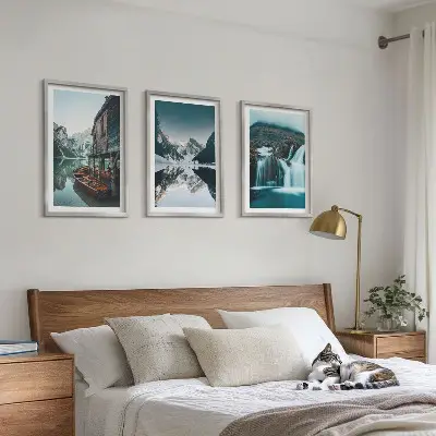 Fotowand met berglandschappen, watervallen en een meer