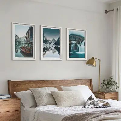 Fotowand met berglandschappen, watervallen en een meer