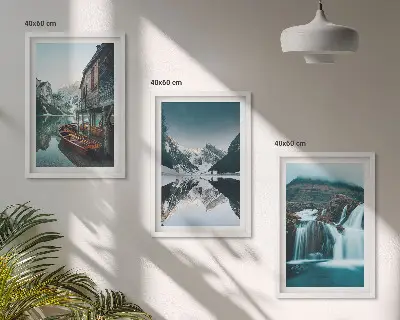 Fotowand met berglandschappen, watervallen en een meer
