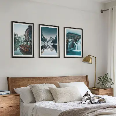 Fotowand met berglandschappen, watervallen en een meer