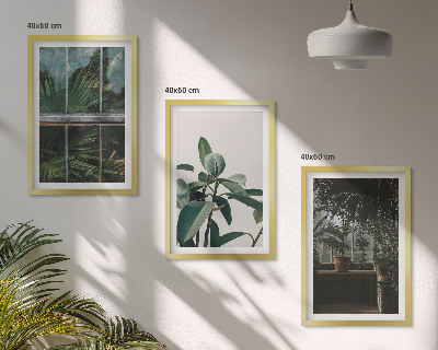Wanddecoratie set schilderijen Zielone liście w oknie rośliny