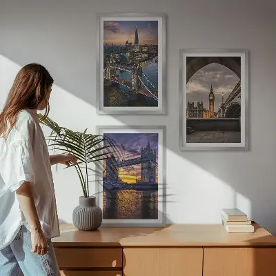 Fotowand stad met bruggen en klokkentorens