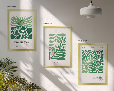 Wanddecoratie set schilderijen Zielone liście rośliny kształty
