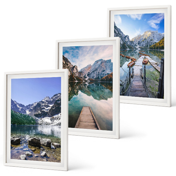 Wanddecoratie set schilderijen Góry jeziora drewniane pomosty