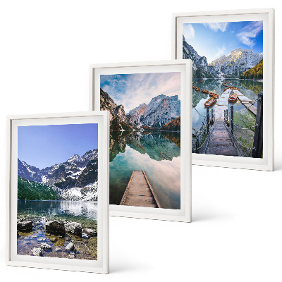Wanddecoratie set schilderijen Góry jeziora drewniane pomosty