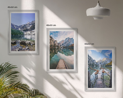 Wanddecoratie set schilderijen Góry jeziora drewniane pomosty