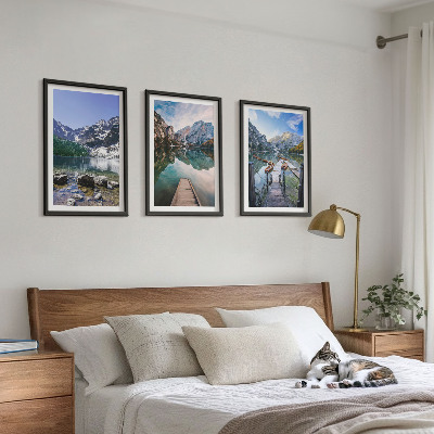 Wanddecoratie set schilderijen Góry jeziora drewniane pomosty