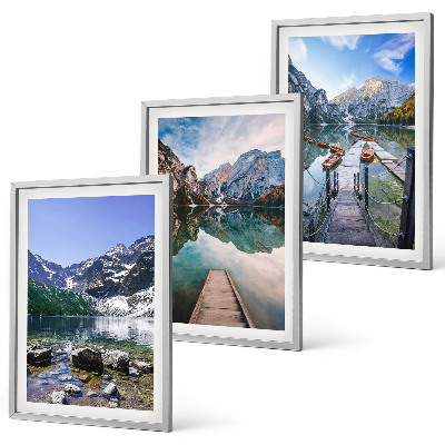 Wanddecoratie set schilderijen Góry jeziora drewniane pomosty