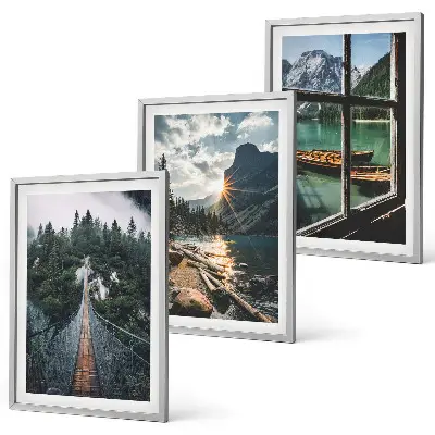 Fotowand met een landschap van een brug, meer, boten en bergen