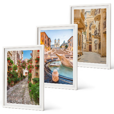 Wanddecoratie set schilderijen Urokliwe uliczki fontanny