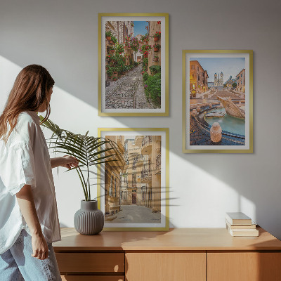 Wanddecoratie set schilderijen Urokliwe uliczki fontanny