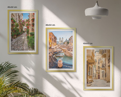 Wanddecoratie set schilderijen Urokliwe uliczki fontanny