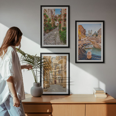 Wanddecoratie set schilderijen Urokliwe uliczki fontanny