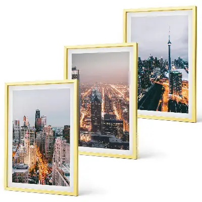 Wanddecoratieset schilderijen met nachtelijke stadsgezichten en wolkenkrabbers