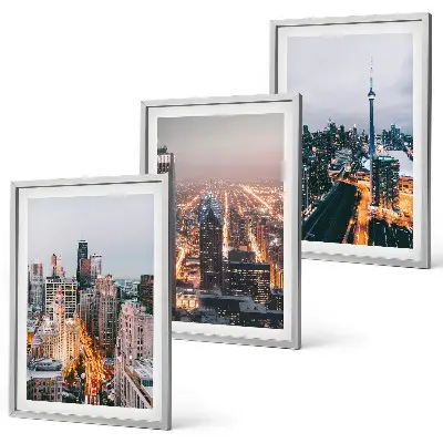 Wanddecoratieset schilderijen met nachtelijke stadsgezichten en wolkenkrabbers