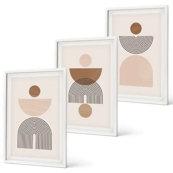 Wanddecoratieset schilderijen Abstracte bruine vormen