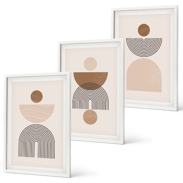Wanddecoratie set schilderijen Abstrakcyjne brązowe kształty