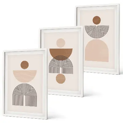 Wanddecoratieset schilderijen Abstracte bruine vormen