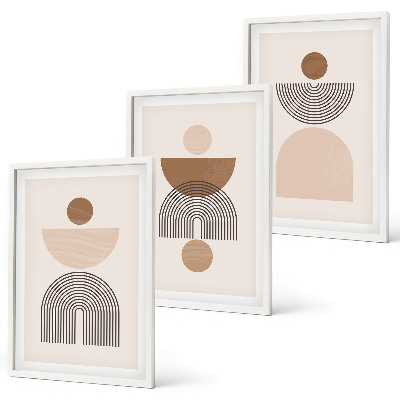 Wanddecoratie set schilderijen Abstrakcyjne brązowe kształty