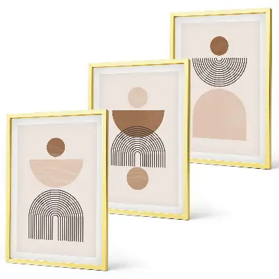 Wanddecoratieset schilderijen Abstracte bruine vormen