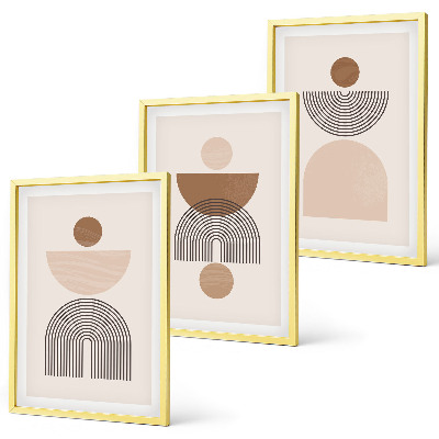 Wanddecoratie set schilderijen Abstrakcyjne brązowe kształty