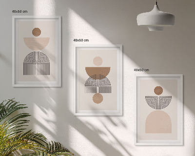 Wanddecoratie set schilderijen Abstrakcyjne brązowe kształty