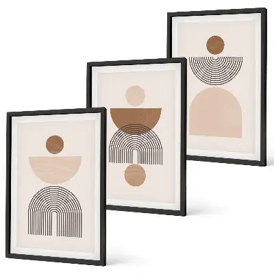 Wanddecoratieset schilderijen Abstracte bruine vormen