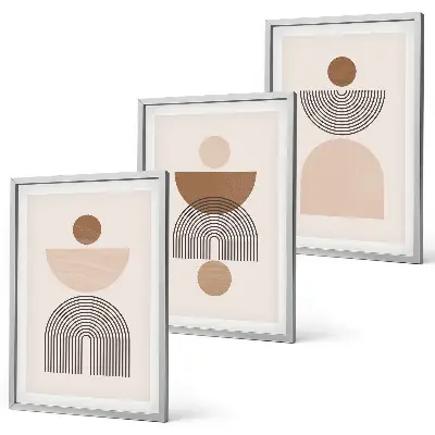 Wanddecoratieset schilderijen Abstracte bruine vormen