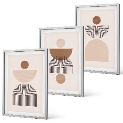 Wanddecoratie set schilderijen Abstrakcyjne brązowe kształty