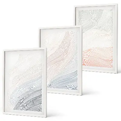 Wanddecoratieset schilderijen abstracte golven in pasteltinten op karton