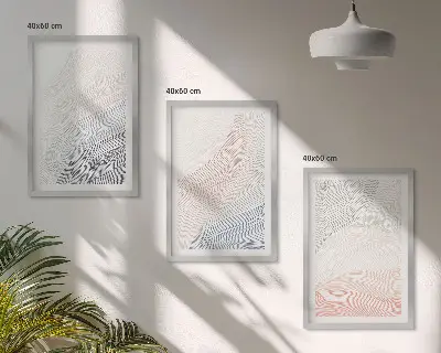 Wanddecoratieset schilderijen abstracte golven in pasteltinten op karton
