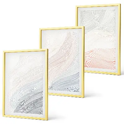 Wanddecoratieset schilderijen abstracte golven in pasteltinten op karton