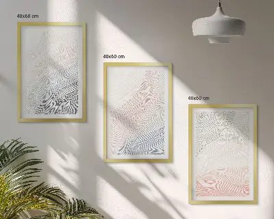 Wanddecoratieset schilderijen abstracte golven in pasteltinten op karton