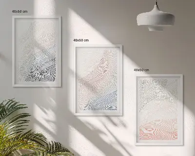 Wanddecoratieset schilderijen abstracte golven in pasteltinten op karton