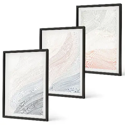 Wanddecoratieset schilderijen abstracte golven in pasteltinten op karton