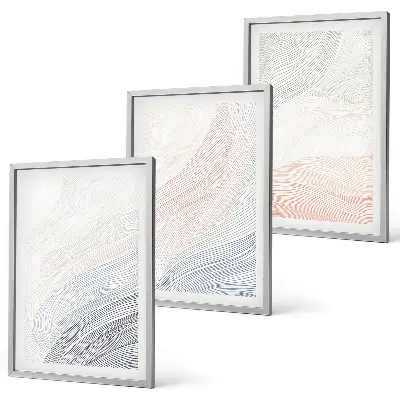 Wanddecoratieset schilderijen abstracte golven in pasteltinten op karton