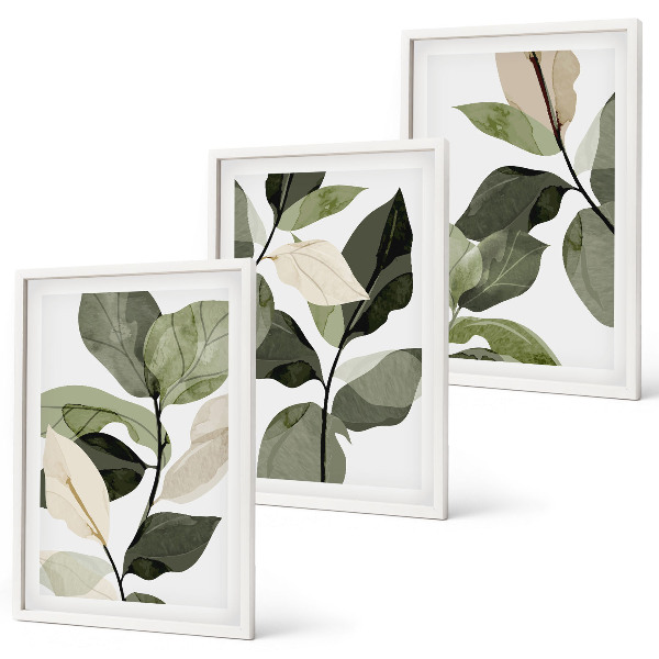 Wanddecoratie set schilderijen Malowane liście roślin boho