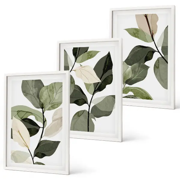 Wanddecoratieset met schilderijen met boho plantenmotieven