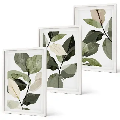 Wanddecoratieset met schilderijen met boho plantenmotieven