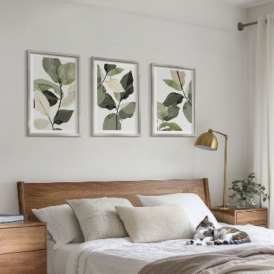 Wanddecoratie set schilderijen Malowane liście roślin boho