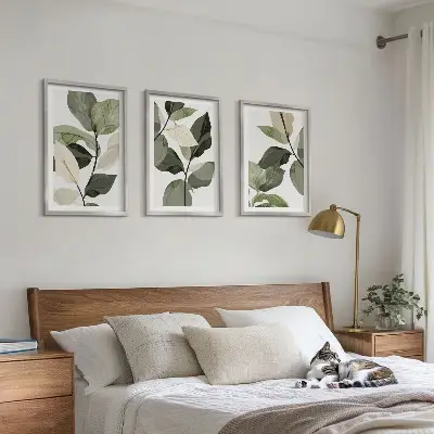 Wanddecoratieset met schilderijen met boho plantenmotieven