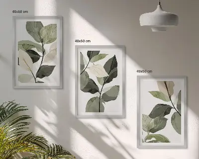 Wanddecoratieset met schilderijen met boho plantenmotieven