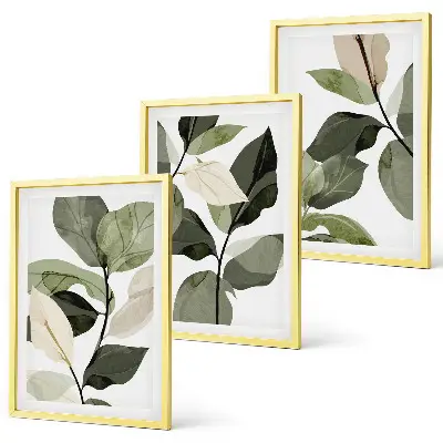 Wanddecoratieset met schilderijen met boho plantenmotieven