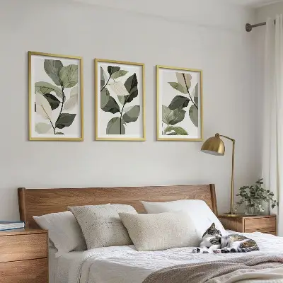 Wanddecoratieset met schilderijen met boho plantenmotieven