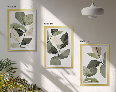Wanddecoratie set schilderijen Malowane liście roślin boho