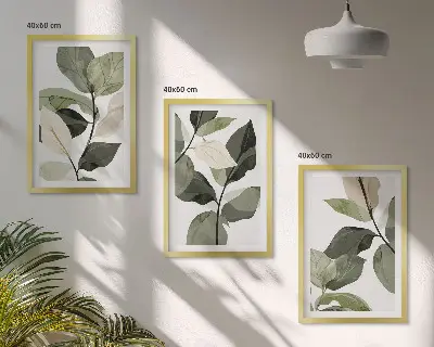 Wanddecoratieset met schilderijen met boho plantenmotieven