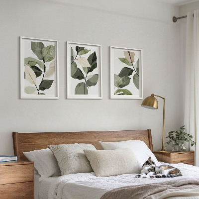 Wanddecoratie set schilderijen Malowane liście roślin boho
